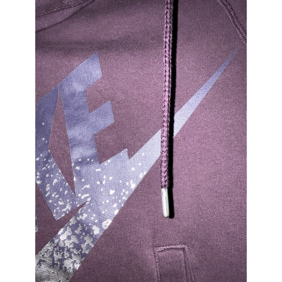 NIKE Womens Sweatshirt Purple Funnel Hoodie Pullover Camouflage Logo Size M - Picture 4 of 11